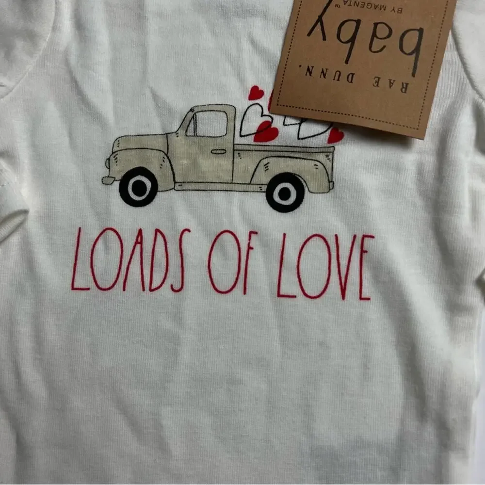 Rae Dunn Baby Load OF Love Graphic  Long Sleeve Onesie Sz 3-6M
